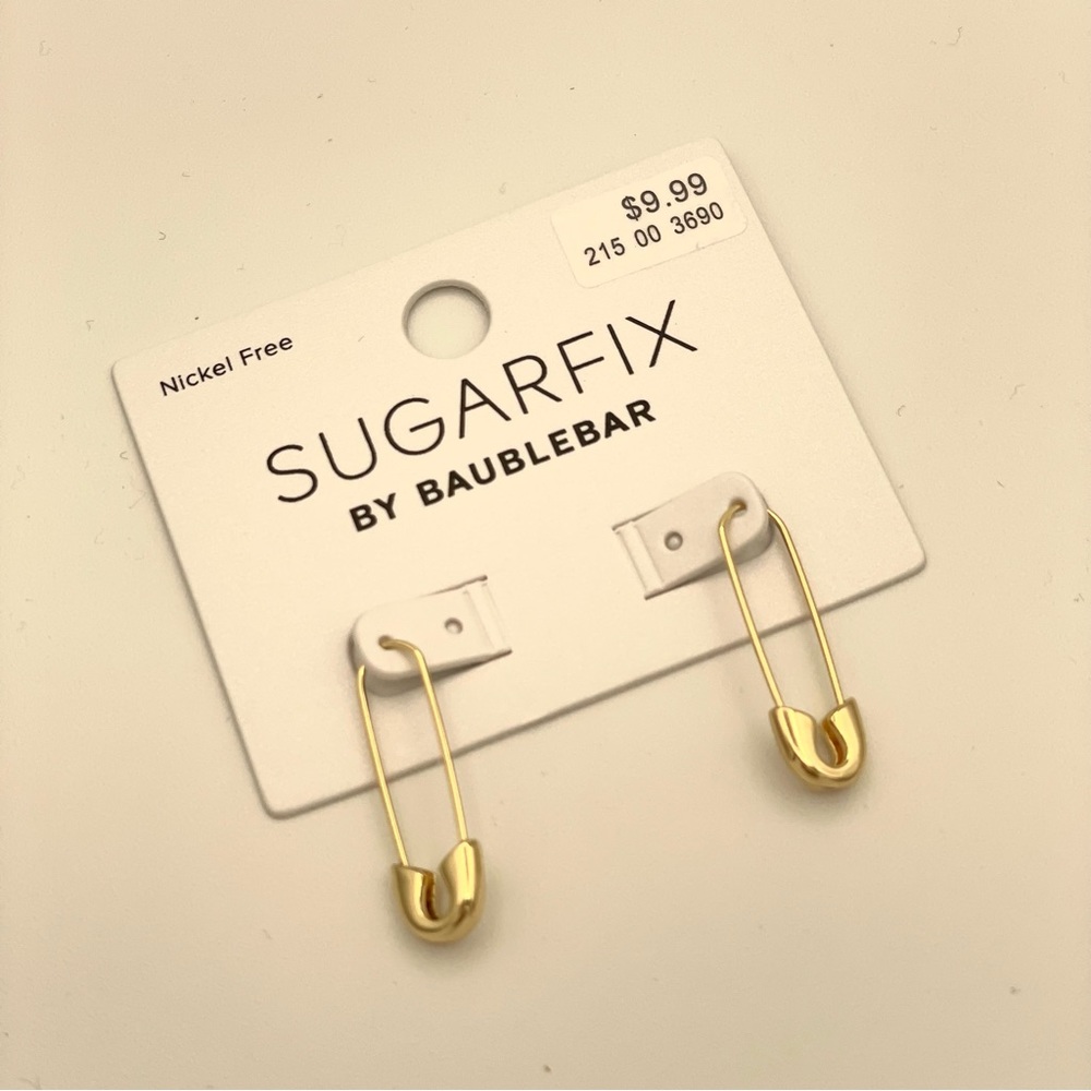 NWT Sugar Fix Gold Safety Pin Pierced Earrings